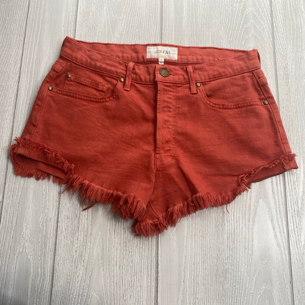 The Great Women's Rusty Denim Button Fly Distressed The Cut Off Shorts Size 26